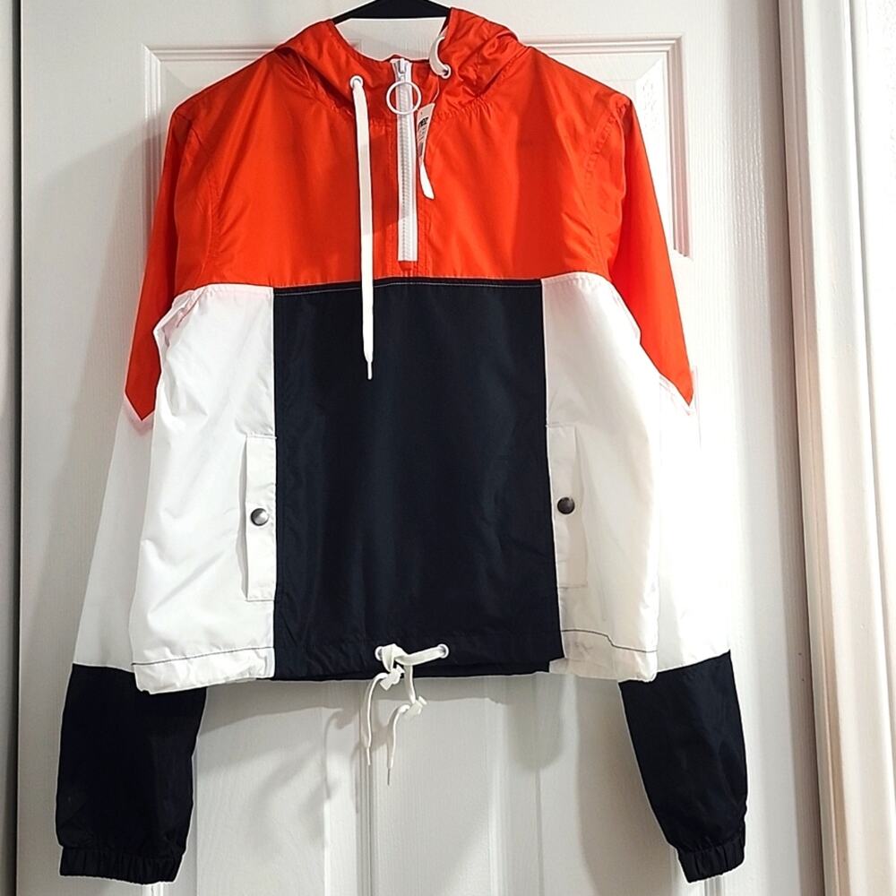 ❤️NWT❤️Zine Colorblock Windbreaker Jacket - Orange White, and Black